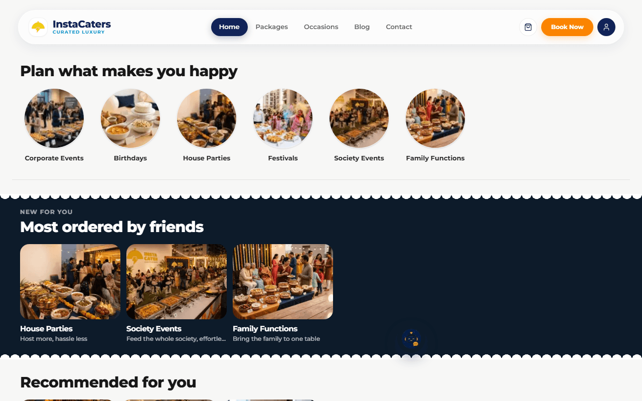 InstaCater homepage
